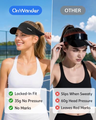 Lightweight Sun Visor Hat for Women & Men - Medium Black