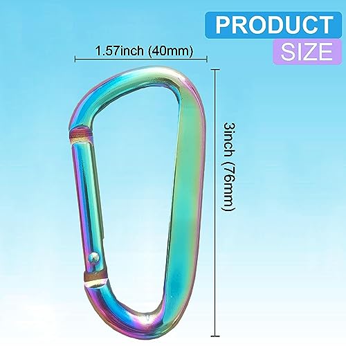 3" Aluminum Alloy Carabiner Clip - 2 Pack Colorful Keychain Hooks