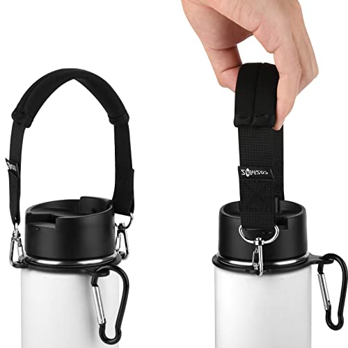 Neoprene Water Bottle Handle Strap with Carabiner - Black
