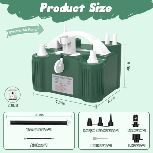 Green Electric Balloon Pump Inflator for Balloons & Inflatables - Fast & Multi-Use