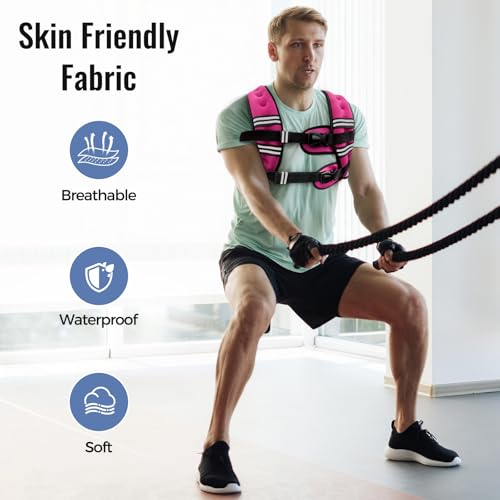 Zeerun Pink 18Lb Weighted Vest for Men Women Fitness & Workout