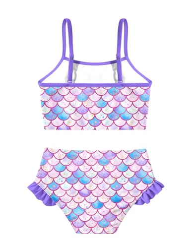 Mermaid Bikini Set for Girls - 2 Piece Ruffle Swimsuit, Scale - 4-5T