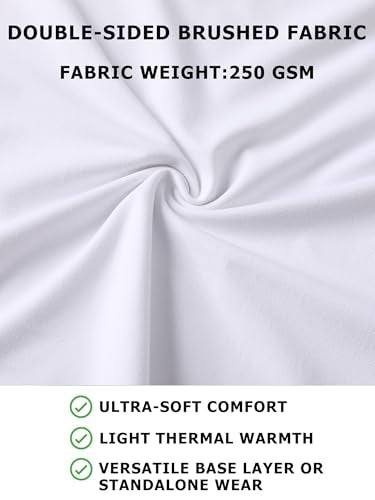 Mens Long Sleeve Turtleneck Workout Shirt - Moisture Wicking - White, Small