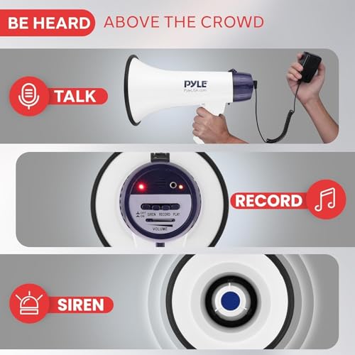 40W Bullhorn Megaphone Speaker - 1,000-Yard Range, Rechargeable, Lightweight