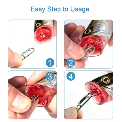 200Pcs Fishing Snap Clips - Assorted Sizes for Quick Lure Changes