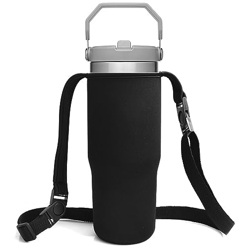 30oz Water Bottle Carrier Sling Bag Sleeve for Tumbler - Black