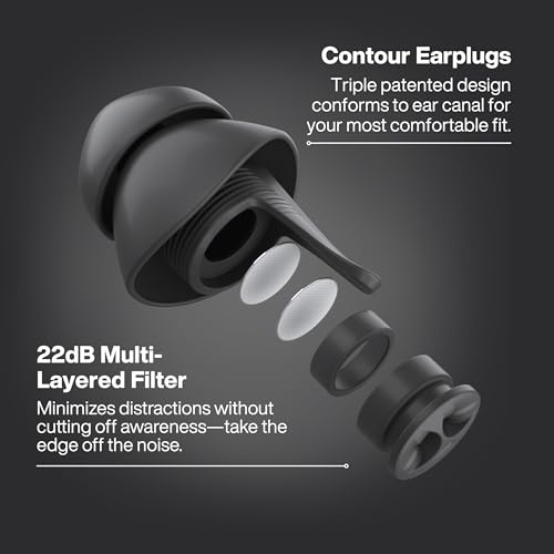 EarPeace Everyday Ear Plugs for Noise Reduction & Noise Control ? High-Fidelity Earplugs, Comfortable & Reusable Earplugs for Travel, Sleep, Work, Snoring Blocking, Includes Carrying Case ? Black