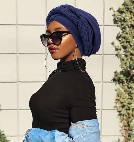 DRESHOW 3 Pack Twisted Turban Head Wraps for Black Women - Burgundy, Black, Navy Blue
