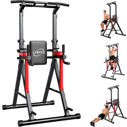 Power Tower Pull Up Bar - Free Standing Dip Station Set - 400LBS