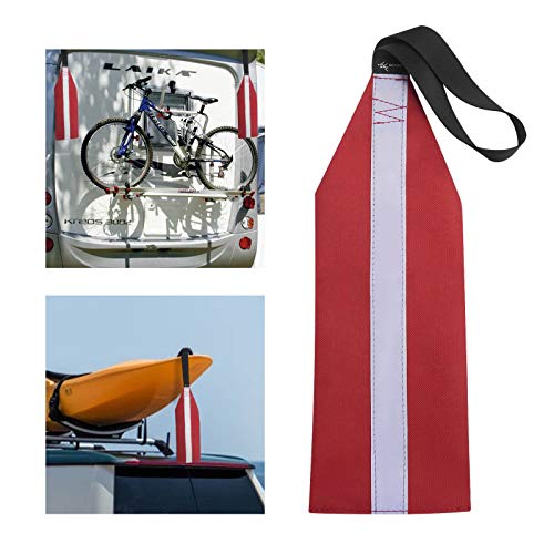 Durable Safety Tow Flag with Webbing for Kayak - Red with Reflective Band