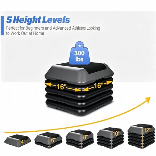 Aerobic Stepper Platform with Adjustable Height - Black-Grey