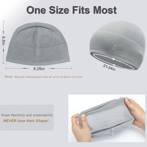 Bamboo Skull Cap Beanie Hat – Sweat-Wicking Sleep Cap, 2 Pack (One Size, Black/Grey) – BIAOTN
