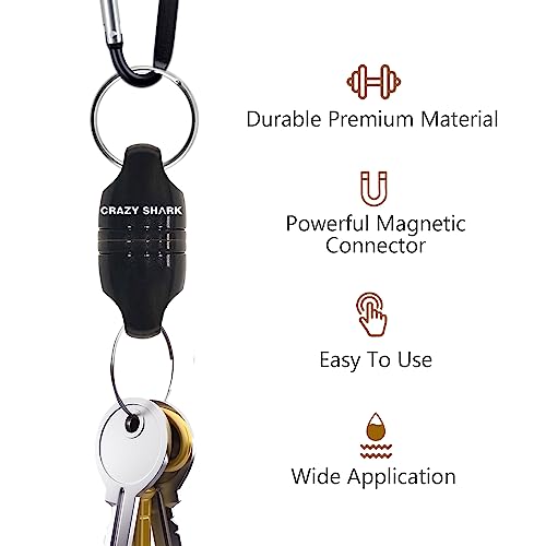 Magnetic Keychain Net Release - Aluminum Fishing Net Magnet Retractor - Black 1pc