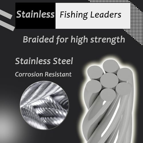 AMYSPORTS 20pcs Stainless Steel Saltwater Fishing Leaders 11.8in 50lb Heavy Wire