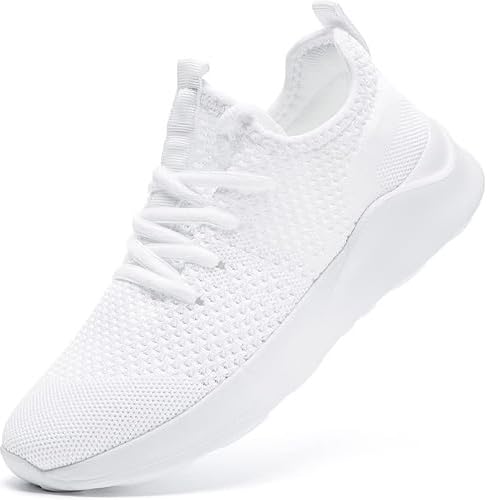 Women White Lightweight Tennis Shoes - Summer Fashion Sneakers Size 8.5