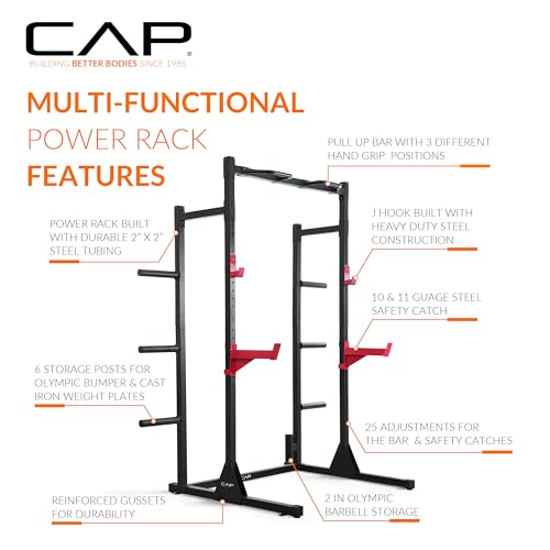 Power Rack with Pull-Up Bar & Attachments - Black