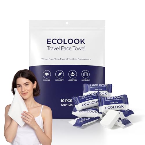 Compressed Disposable Face Towels - 10 Pack, 12" x 11", Quick-Drying
