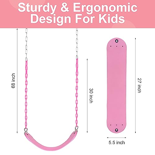Pink 66 In. Heavy-Duty Swing Seat with Fully Pink Chains - 2 Pack (Light Pink) Coated