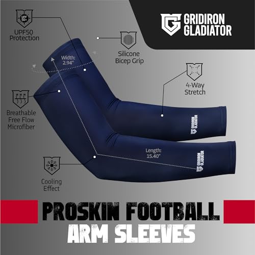Football Compression Arm Sleeve - Lightweight UPF 50+ - Navy