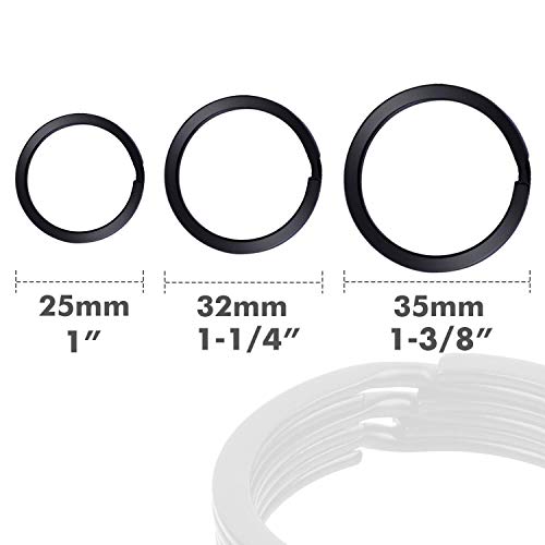 Locking Carabiner D-Ring Clips with Flat Key Rings - 3 Carabiners & 9 Keyrings