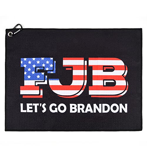 Microfiber Golf Towel - 16x12 Inch Waffle Weave with Hook - Let's Go Brandon