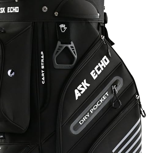 Golf Cart Bag - ASK ECHO T-Lock 3.0 with 14-Way Divider - Black