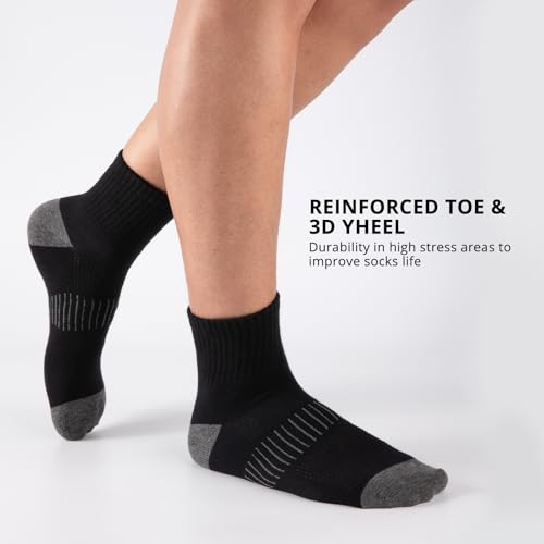 Heatuff Men's Ankle Socks 6 Pairs Black Cotton Moisture Wicking Casual Socks