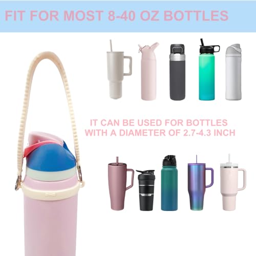 Silicone Water Bottle Carrier Strap - Black, Fits 8-40oz Tumblers
