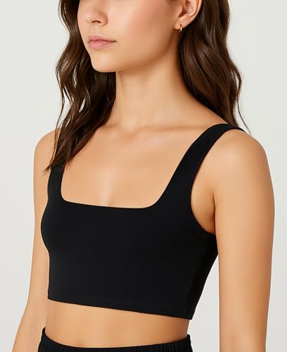 Sexy Basics Women's 3 Pack Black Sport Bras Workout Tank Tops Medium