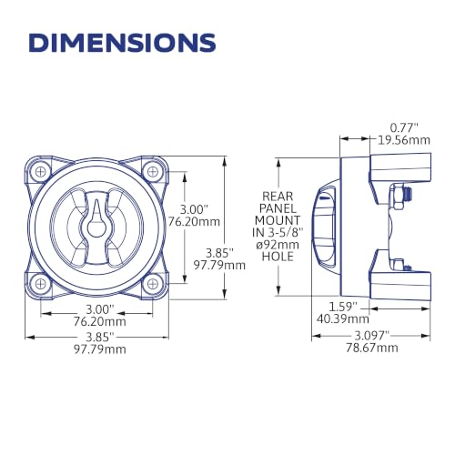 Blue Sea Systems e-Series On/Off Battery Switch 350A - Marine Electrical Control