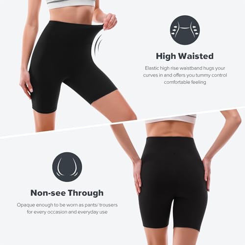 High Waisted Biker Shorts for Women - 6” Buttery Soft Tummy Control - XX-Large Black
