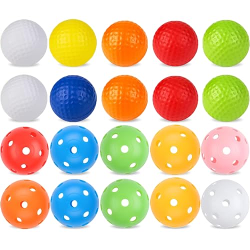 20-Pack Colored Plastic Golf Balls - 41mm Durable Practice Balls