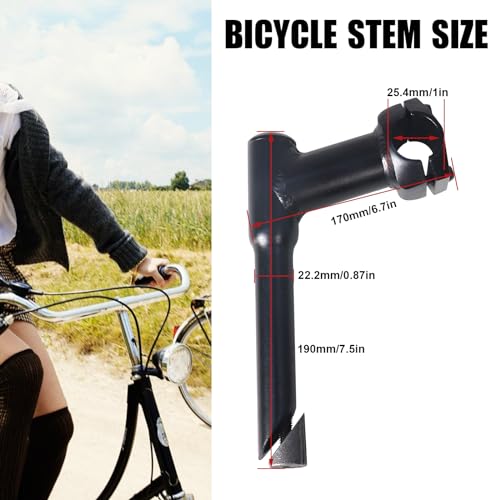 Weerock 160mm Aluminum Alloy Bike Stem 22.2mm Quill & 25.4mm Handlebar Black