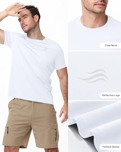 Men's UPF 50+ Swim Shirt - Short Sleeve Rash Guard - X-Large White
