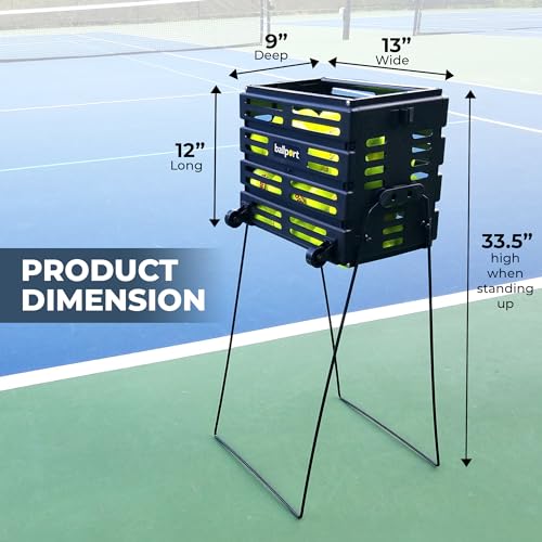 Deluxe Tennis Ball Hopper with Wheels - Black