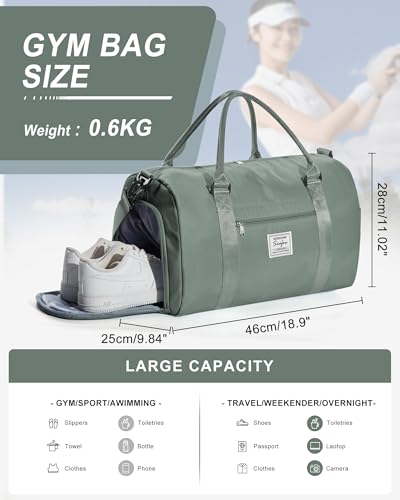 Waterproof Gym Bag with Shoe Compartment & Wet Pocket