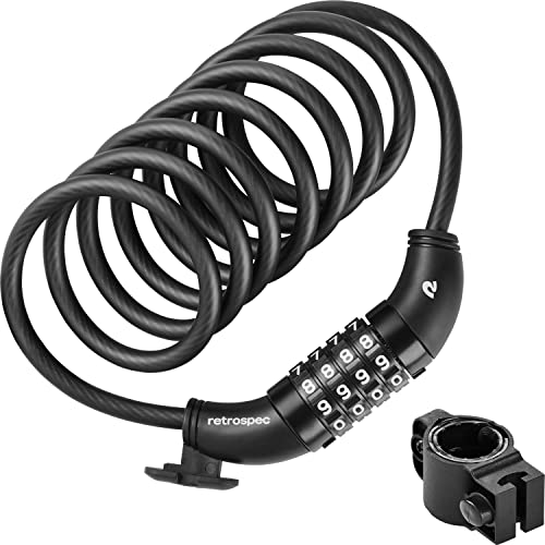 Cable Bike Lock - 12mm Integrated Combo Lock, Matte Black