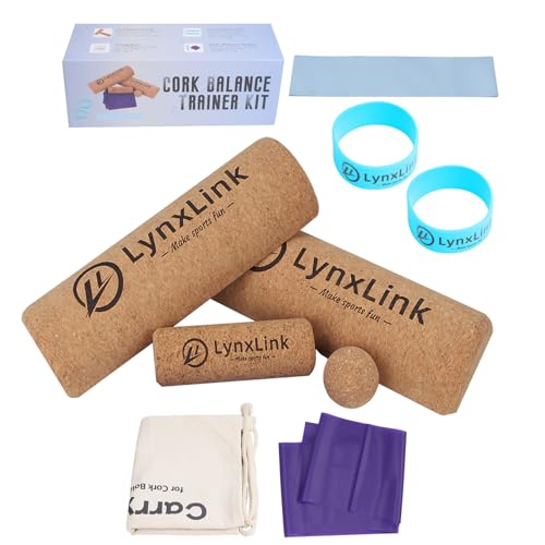 Cork Balance Board Kit with Massage Ball & Resistance Bands