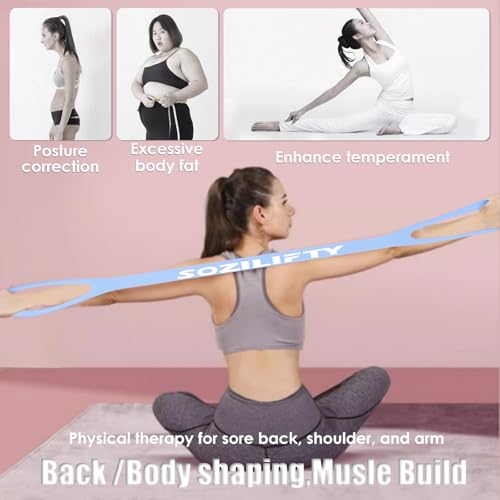 Figure 8 Resistance Band - Upgraded Blue Elastic Stretch Bands with Storage Bag for Home Workouts