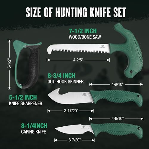 Green Mossy Oak Field Dressing Kit 4PCS Hunting Knife Set with Sheath
