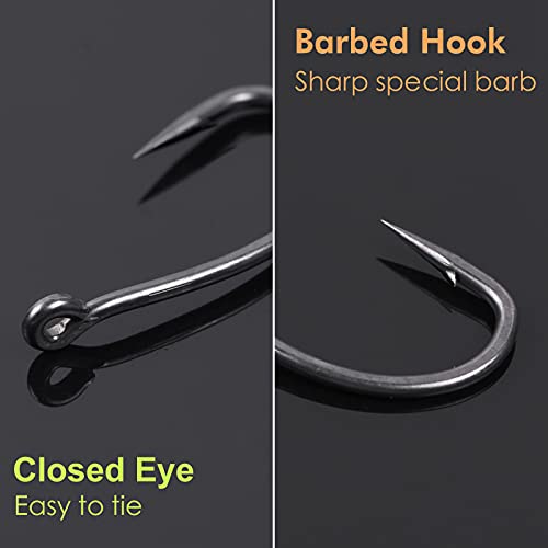 Barbed Carp Fishing Hooks - 50Pcs Teflon Coated Wide Gap Size 2