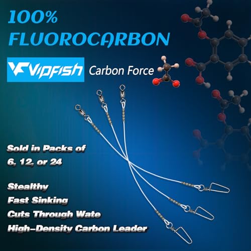 Fluorocarbon Fishing Leader with Crane Swivel - 40LB, 16", 6-Pack