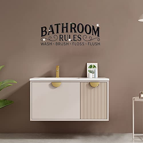 3D Acrylic Mirror Bathroom Wall Decals - Bathroom Rules Decor