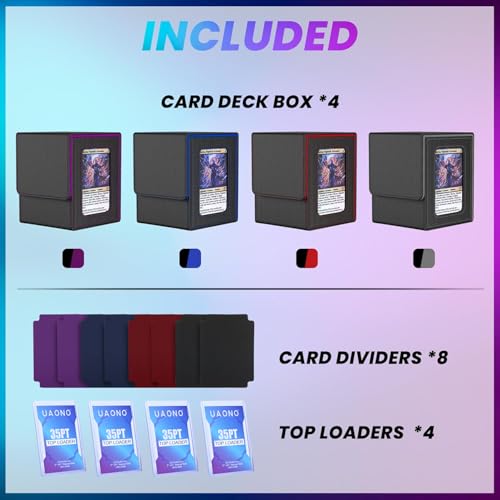 UAONO MTG Commander Deck Box 100 Double-Sleeved Cards • 4 Pack in 4 Colors