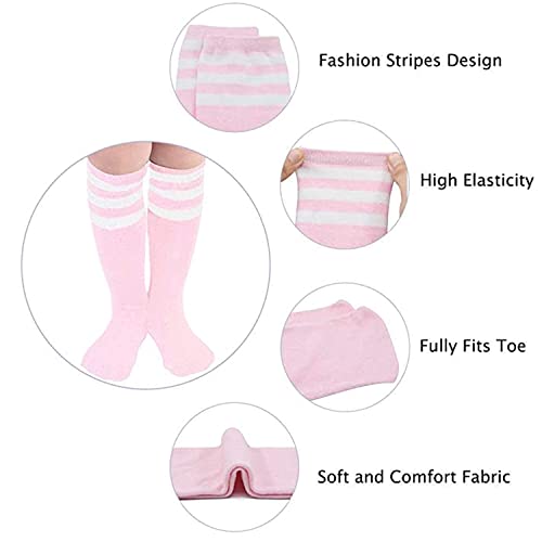 Kids Athletic Soccer Socks - Soft Youth Baseball & Softball - 3-6 Years White Pink