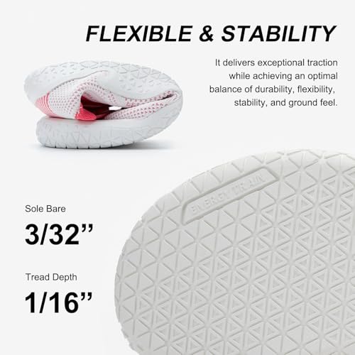 Women's Barefoot Training Shoes - Zero Drop Lightweight Sneakers - White Peach