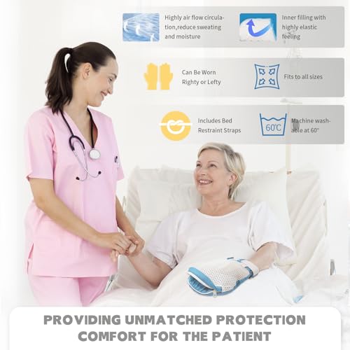 Restraint Gloves for Dementia Patient, Medical Assistance Glove with Zipper Opening For Finger Protection