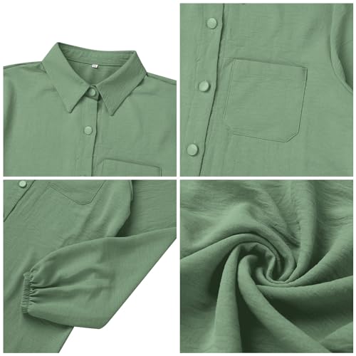 ODIZLI Women's Muslim 2-Piece Abaya Set Sage Green 3XL Long Sleeve Shirt & Pants