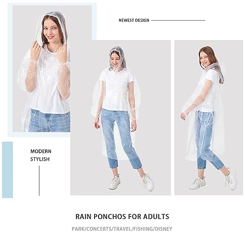 TUNCHMO Disposable Rain Ponchos for Adults & Kids 4 Pack - Extra Thick Outdoor Waterproof Cover