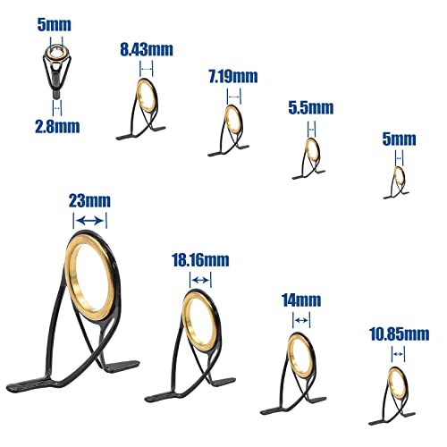Fishing Rod Repair Kit - Gold & Black - 9 Pcs Double Legs